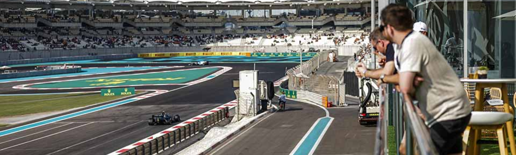 a race track with a man on sunset lounge